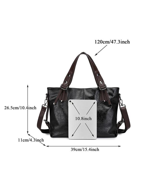 Women's Fashionable Solid Color Textured Handbag, Casual PU Leather Zipper Crossbody Bag for Daily Used, Trendy Versatile High-quality Daily Commuting Bag