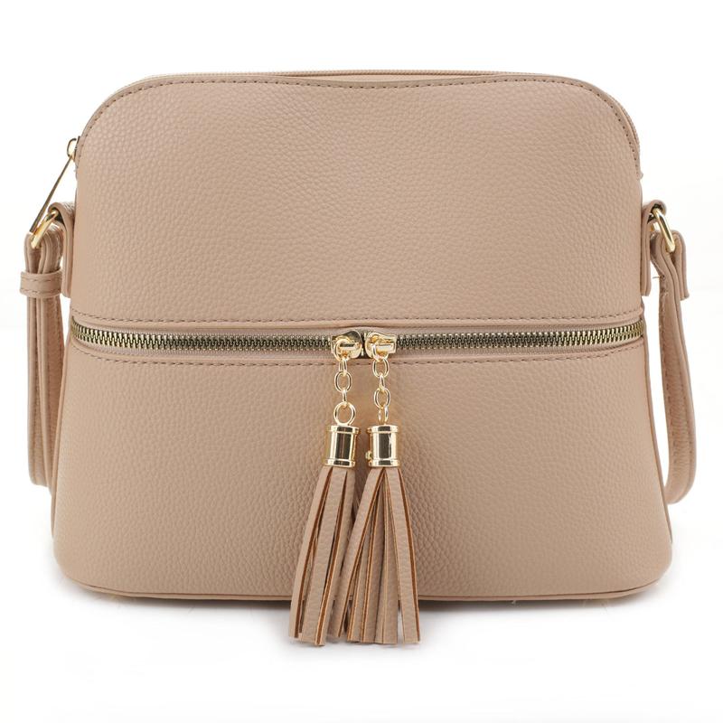 SG SUGU Lunar Lightweight Medium Dome Crossbody Bag with Double Tassels