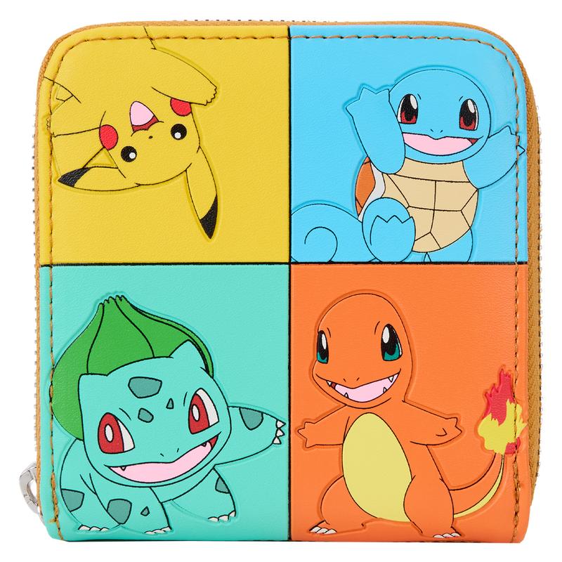 Pokemon Color Block Starters Zip Around Wallet