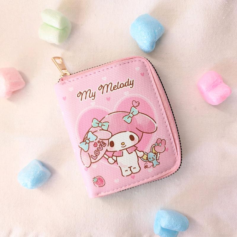 Sanrio Japanese Characters Wallets,Happy Time Wallets, Anime Short Cardholders for Everyday Use, Cinna, Kuro, Pochac, Melody