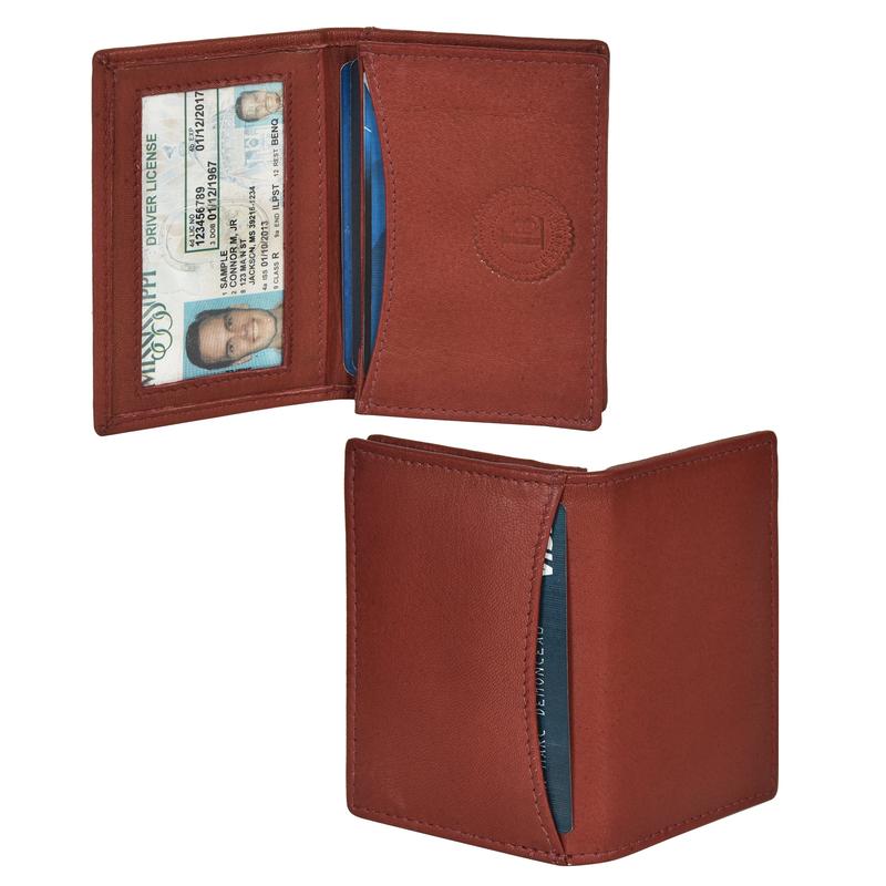 Leatherboss Genuine Leather RFID Card Holder with Expandable Pocket