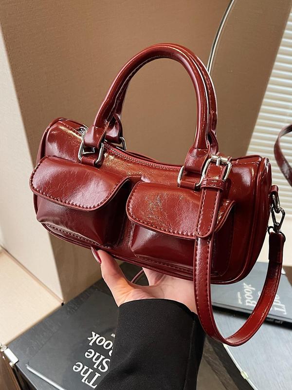 Women's Elegant PU Leather Baguette Bag, Fashionable Multi-pocket Shoulder Bag for Daily Used, Casual Trendy Versatile High-quality Daily Crossbody Bag