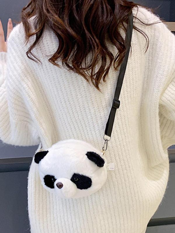 Women's  Cute Panda Head Design Crossbody Bag, Fashionable Colorblock Shoulder Bag for Daily Used