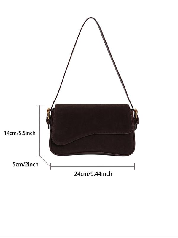 Women's Solid Color Suede Shoulder Bag, Fashionable PU Leather Underarm Bag for Daily Commuting Business, Casual Trendy Versatile High-quality Daily Commuting Bag