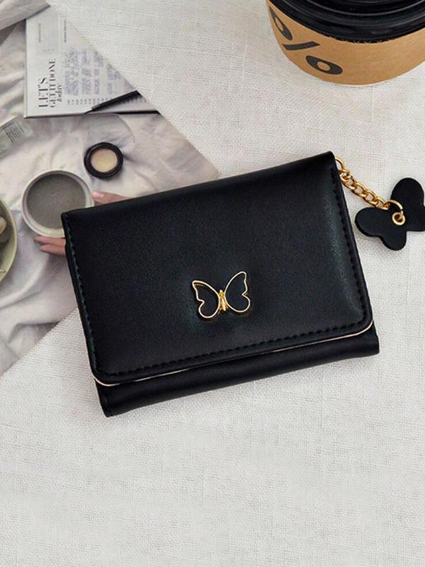 Women's Butterfly Pattern Trifold Wallet, Cute PU Leather Card Holder, Casual Trendy Versatile High-quality Daily Wallet