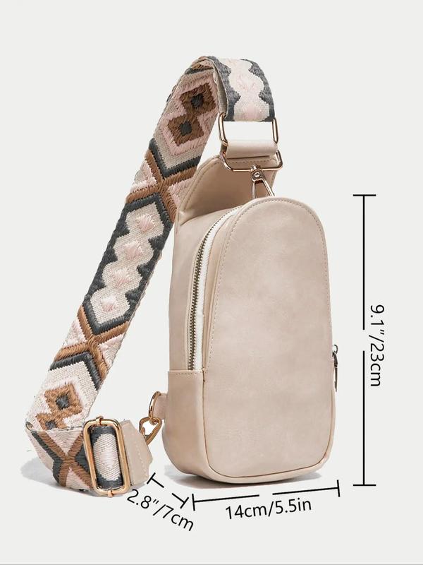 Women's Fashion Casual Pu Leather Crossbody Bag, Vintage Style Crossbody Bag with Adjustable Wide Strap, Fashion Chest Bag for Travel, Horseback Riding, Sports, Travel, Hiking