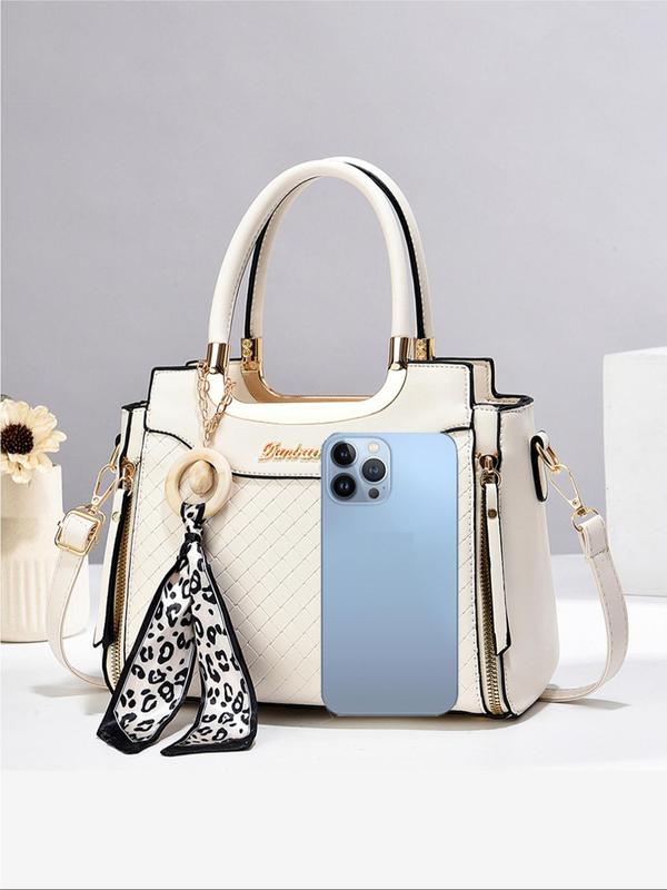 Women's Elegant Minimalist Handbag with Charm, Fashionable Large Capacity Shoulder Bag for Daily Used, Casual Trendy Versatile High-quality Daily Commuting Bag