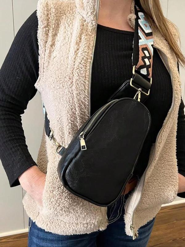 Women's Fashion Casual Pu Leather Crossbody Bag, Vintage Style Crossbody Bag with Adjustable Wide Strap, Fashion Chest Bag for Travel, Horseback Riding, Sports, Travel, Hiking