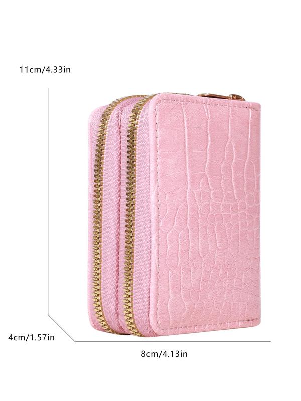 Women's Business Crocodile Textured Zipper Short Wallet, Casual Pu Leather Card Holder, Fashionable and Versatile Card Holder for Women