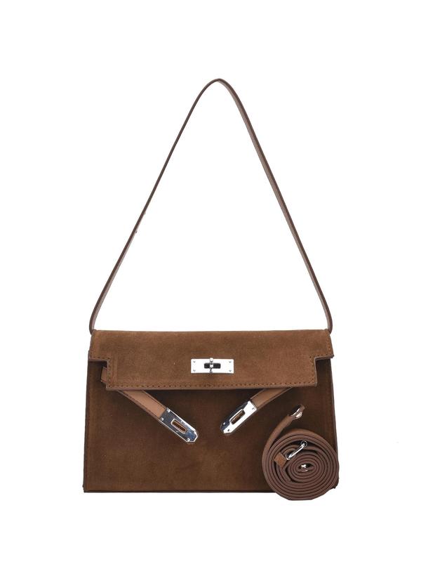 Women's Elegant Belted Design Suede Crossbody Bag, Trendy Minimalist Crossbody Bag, Chic All-match Crossbody Bag for Daily & Work Use