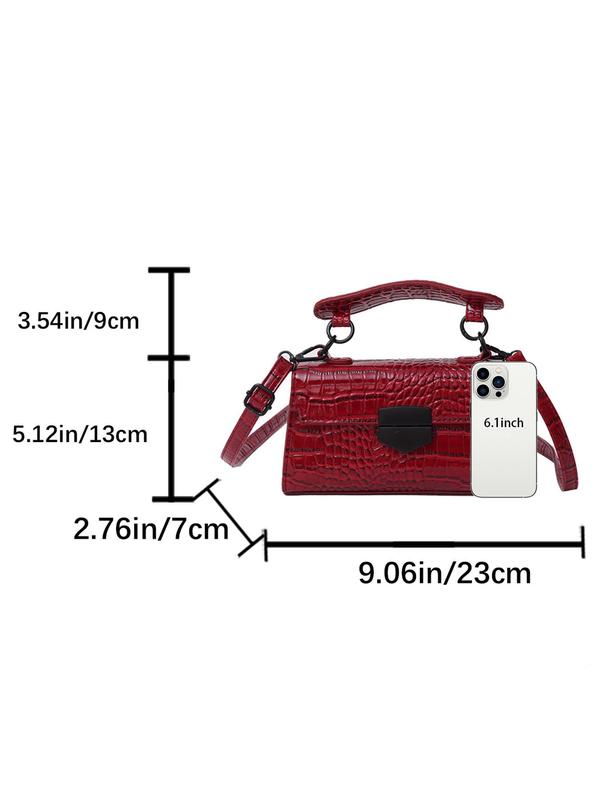 Women's Elegant Crocodile Embossed Crossbody Bag, Fashionable Solid Color Adjustable Strap Shoulder Bag for Daily Used, Casual Trendy Versatile High-quality Daily Commuting Bag