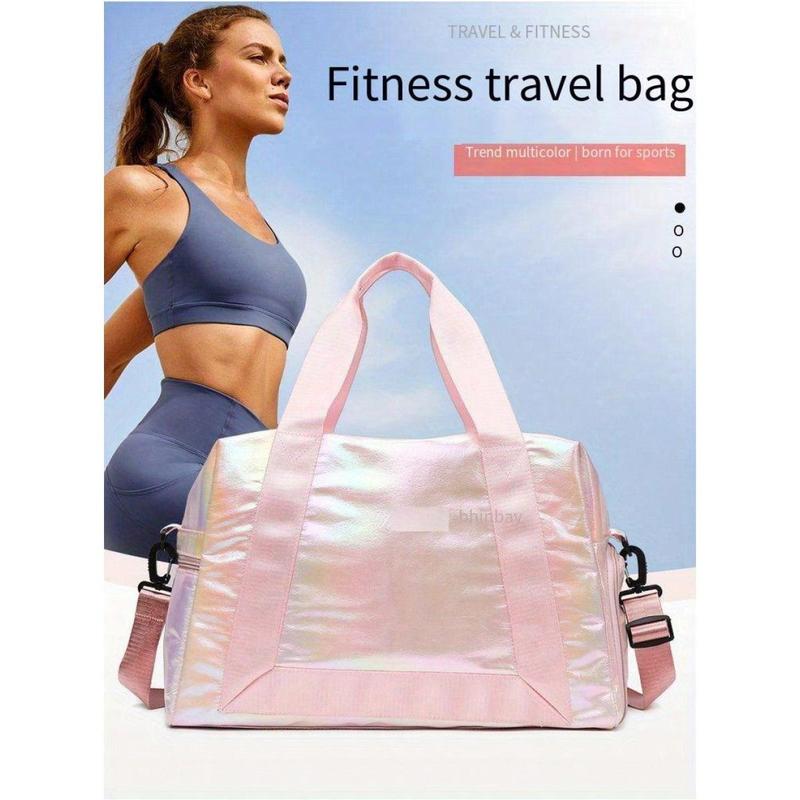 Fast deliveryHolographic Gym Travel Bag, Iridescent Duffle With Detachable Shoulder Strap, Fashionable Overnight Carryall For Women