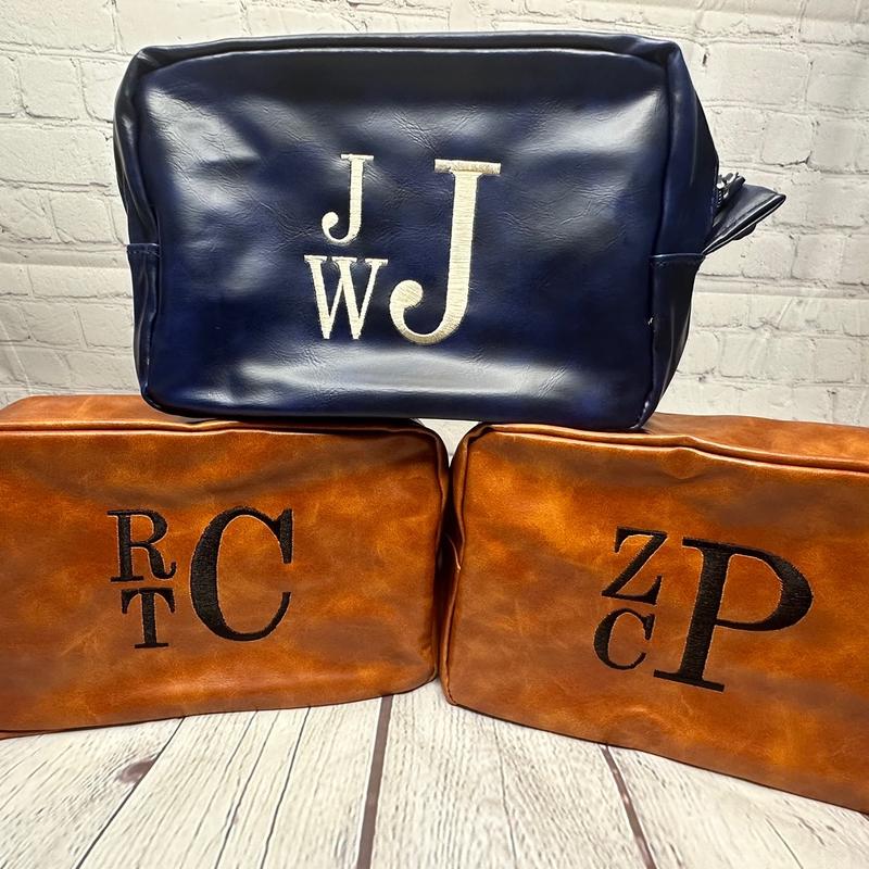 Embroidered Toiletry Leather Bag