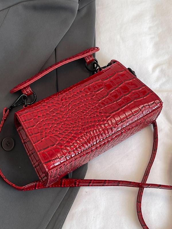 Women's Elegant Crocodile Embossed Crossbody Bag, Fashionable Solid Color Adjustable Strap Shoulder Bag for Daily Used, Casual Trendy Versatile High-quality Daily Commuting Bag