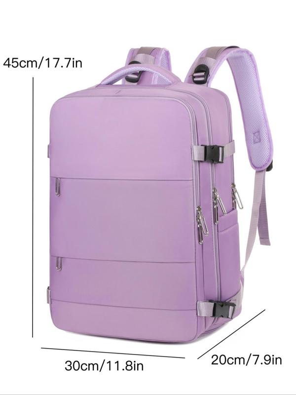 Summer Solid Color Backpack, Casual Versatile Waterproof Zipper Backpack for Women, Multi-pocket Travel Backpack, with Independent Shoe Storage Bag