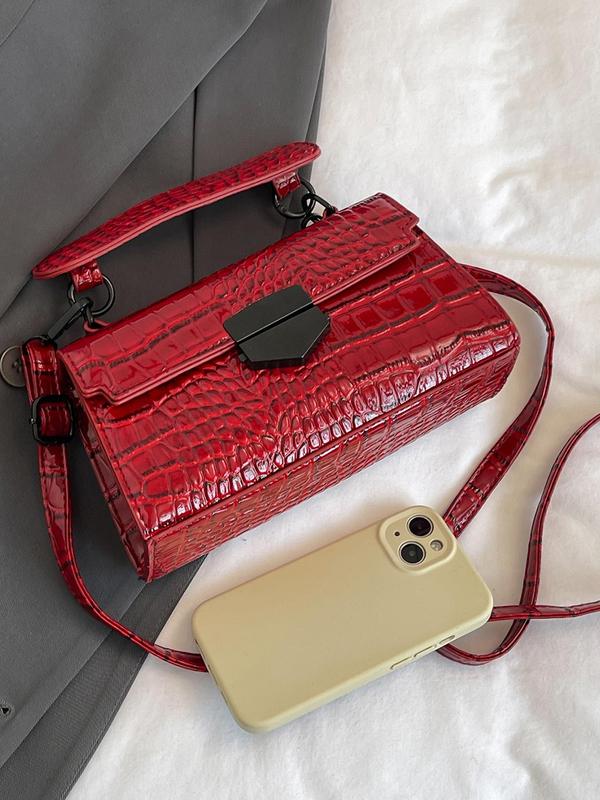 Women's Elegant Crocodile Embossed Crossbody Bag, Fashionable Solid Color Adjustable Strap Shoulder Bag for Daily Used, Casual Trendy Versatile High-quality Daily Commuting Bag