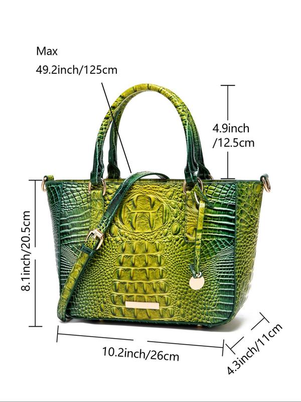 LGBT Pride Summer Fashionable Colorblock Crocodile Embossed Tote Bag As Gift, Vintage Shoulder Bag For Women, Large Capacity Zipper Handbag