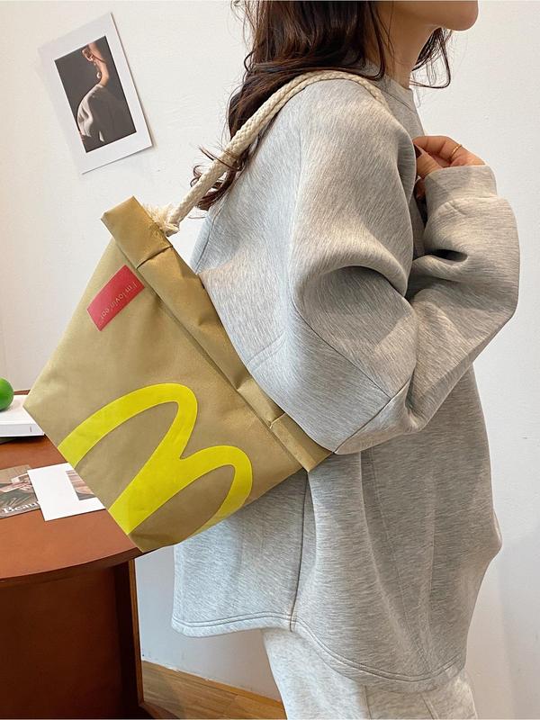 Fashion Letter Pattern Wear-resisting Tote Bag, Casual Large Capacity Shoulder Bag for Women, Trendy All-match Bag for Daily Use, Stylish Designer Bag