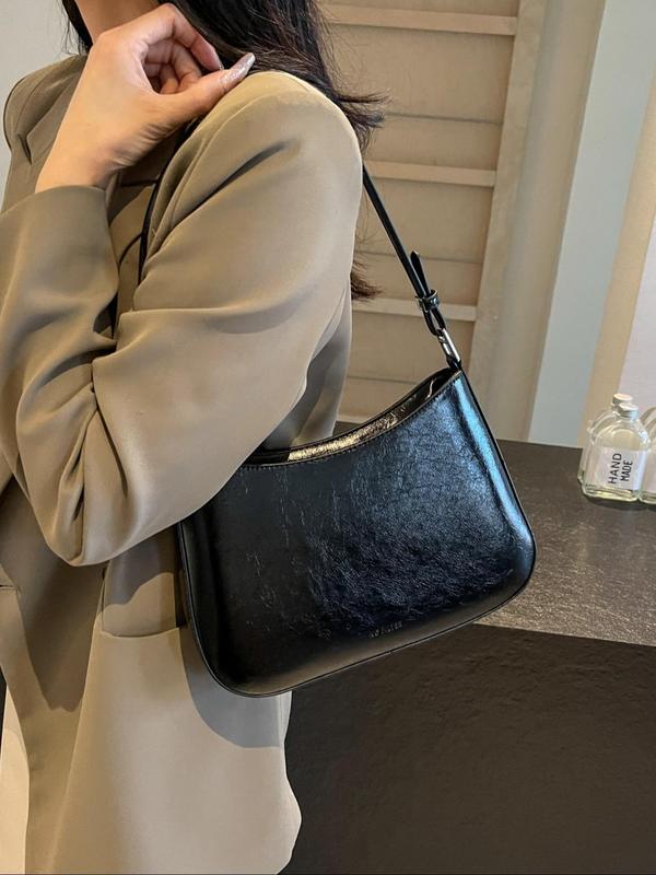 Women's Solid Color Shoulder Bag, Fashionable PU Leather Crossbody Bag for Daily Travel Work Commute, Casual Trendy Versatile High-quality Daily Commuting Bag