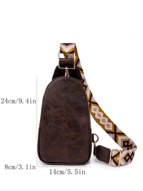 Women's Fashion Casual Pu Leather Crossbody Bag, Vintage Style Crossbody Bag with Adjustable Wide Strap, Fashion Chest Bag for Travel, Horseback Riding, Sports, Travel, Hiking