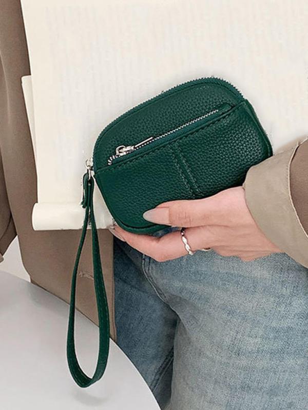 Women's Solid Color Zipper Coin Purse, 2024 New Style Fashionable Pu Leather Coin Purse, Casual Versatile Wallet for Daily Travel Work Commute