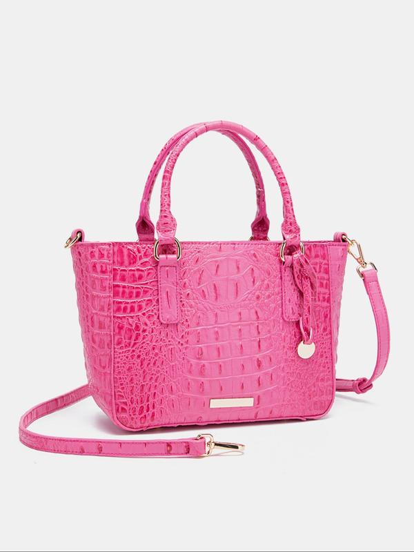 LGBT Pride Summer Fashionable Colorblock Crocodile Embossed Tote Bag As Gift, Vintage Shoulder Bag For Women, Large Capacity Zipper Handbag