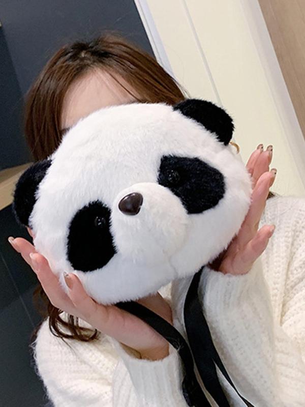 Women's  Cute Panda Head Design Crossbody Bag, Fashionable Colorblock Shoulder Bag for Daily Used