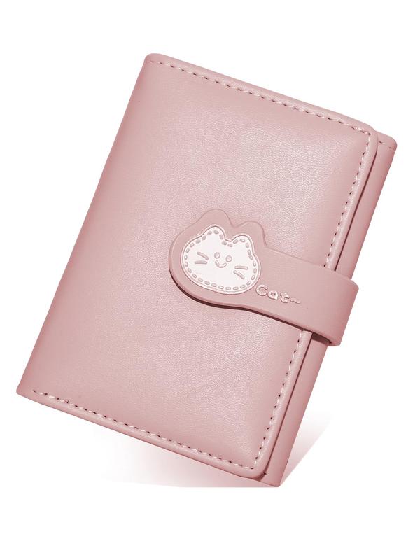 Women's Cute Cat Pattern Bifold Wallet, 2024 New Style Casual Trendy Short Money Saving Wallet, Casual Fashionable Versatile Card Holder for Daily Use