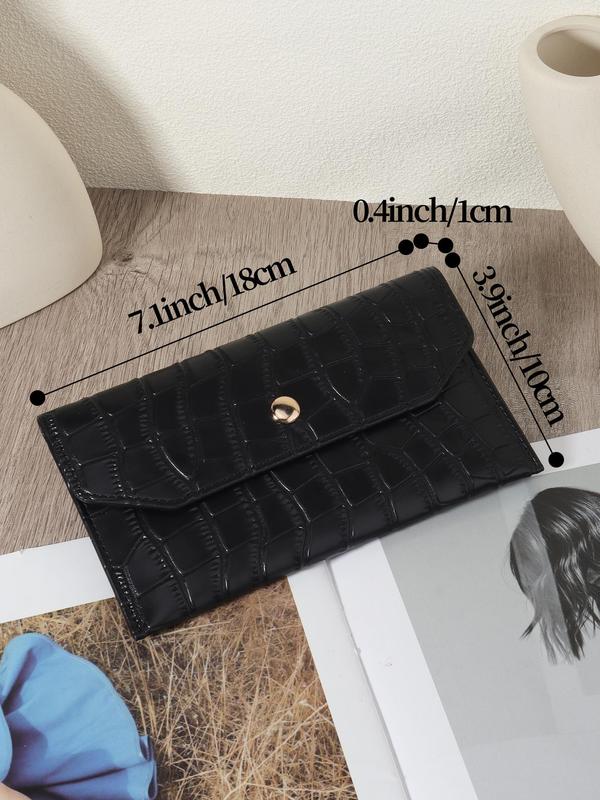 Women's Minimalist Plain Crocodile Embossed Long Wallet, Lightweight Long Wallet Credit Card Holder, Multifunctional Handbag and Coin Wallet