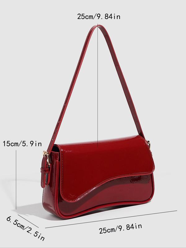 Women's Solid Color Bag, Fashionable PU Leather Shoulder Bag for Daily Used, Casual Trendy Versatile High-quality Daily Commuting Bag