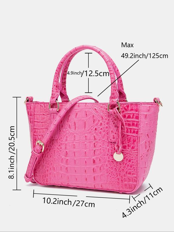 LGBT Pride Summer Fashionable Colorblock Crocodile Embossed Tote Bag As Gift, Vintage Shoulder Bag For Women, Large Capacity Zipper Handbag