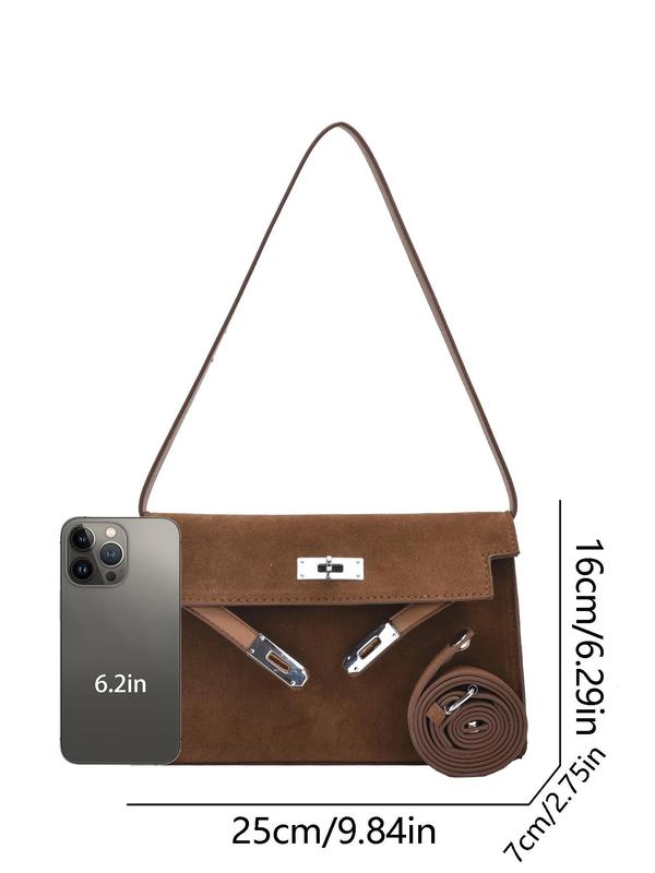 Women's Elegant Belted Design Suede Crossbody Bag, Trendy Minimalist Crossbody Bag, Chic All-match Crossbody Bag for Daily & Work Use