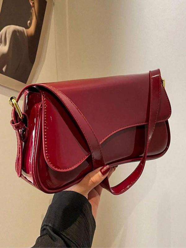 Women's Solid Color Bag, Fashionable PU Leather Shoulder Bag for Daily Used, Casual Trendy Versatile High-quality Daily Commuting Bag