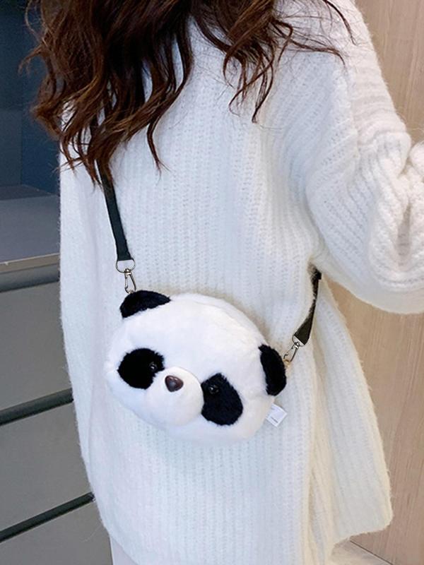 Women's  Cute Panda Head Design Crossbody Bag, Fashionable Colorblock Shoulder Bag for Daily Used