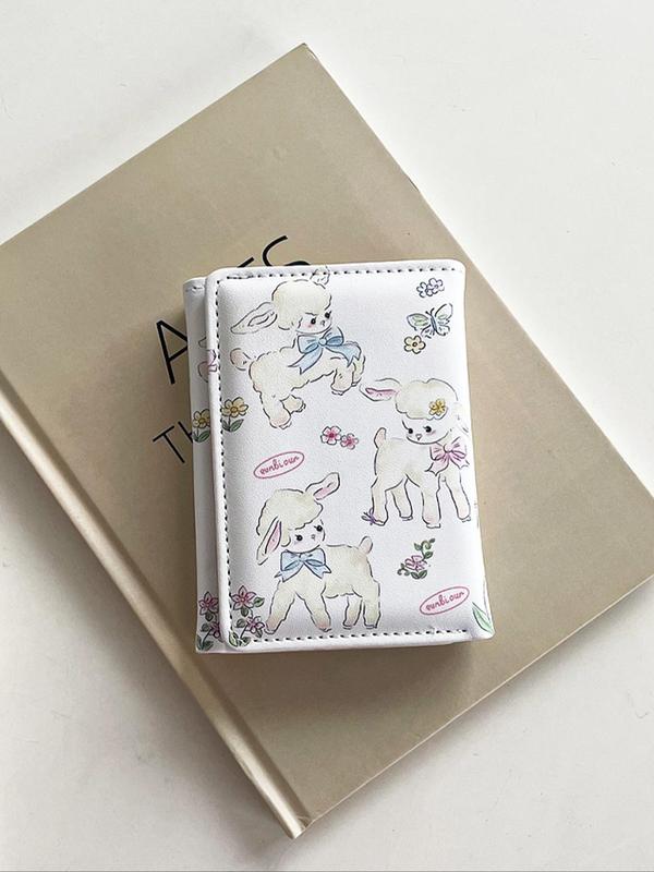 Cute Lamb Pattern Short Wallet, Multi-card Coin Purse, Preppy Style Card Holder, Fashionable Trifold Wallet for Women & Girls