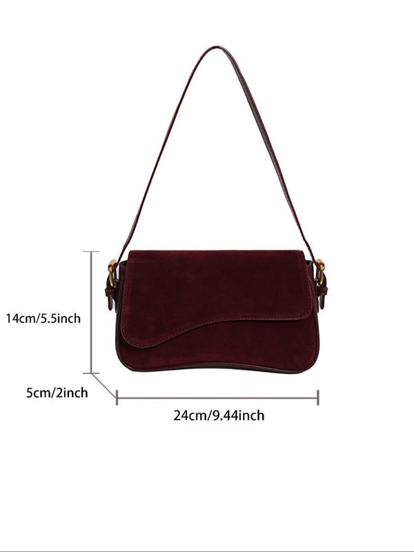 Women's Solid Color Suede Shoulder Bag, Fashionable PU Leather Underarm Bag for Daily Commuting Business, Casual Trendy Versatile High-quality Daily Commuting Bag