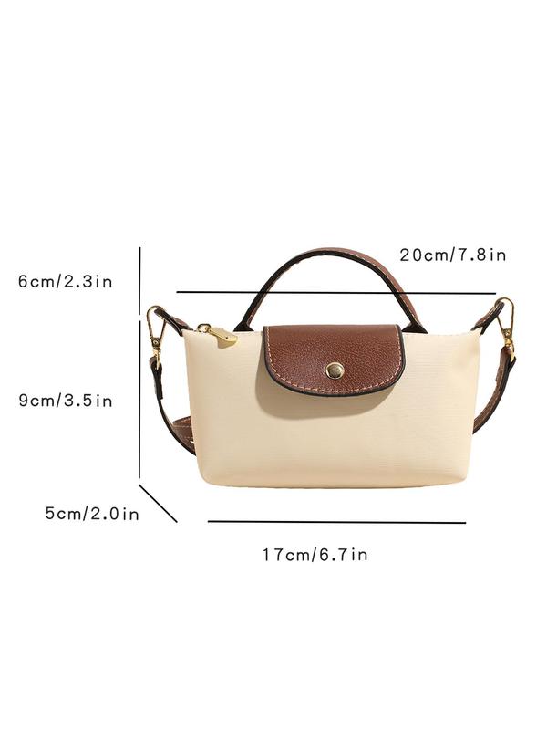 Women's Fashionable Colorblock Handbag, Casual Versatile Zipper Shoulder Bag with Detachable Adjustable Strap, Trendy All-match Crossbody Bag for Daily Used