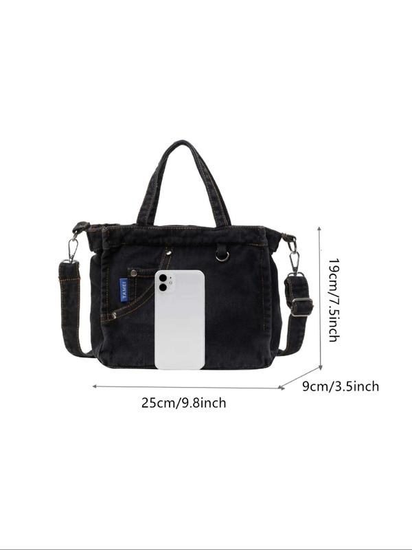 Fashion Denim Handbag, Casual Large Capacity Shoulder Bag for Women, Trendy Versatile High-quality Daily Commuting Bag, Girl Fashionable Shopping Bag