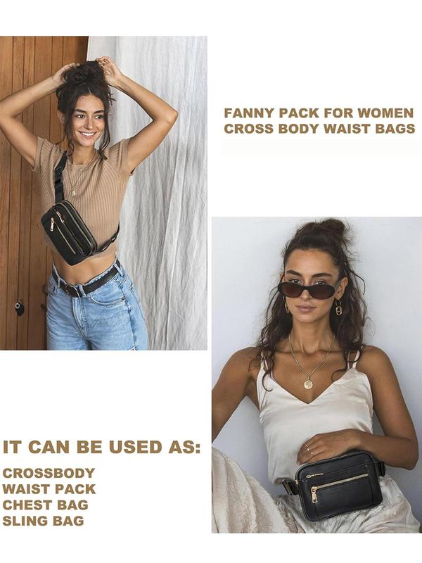 Women's Fashionable Fanny Pack, Casual Versatile Zipper Belt Bag for Daily Used, Trendy All-match Sling Bag for Women & Girls