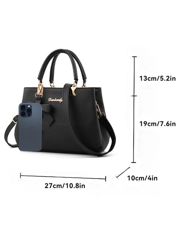 Women's Summer Style Flowers Decor Plain Pu Leather Zip Handbag, Casual All-match Shoulder Bag for Summer Daily Used, Female Elegant Commuter Bag