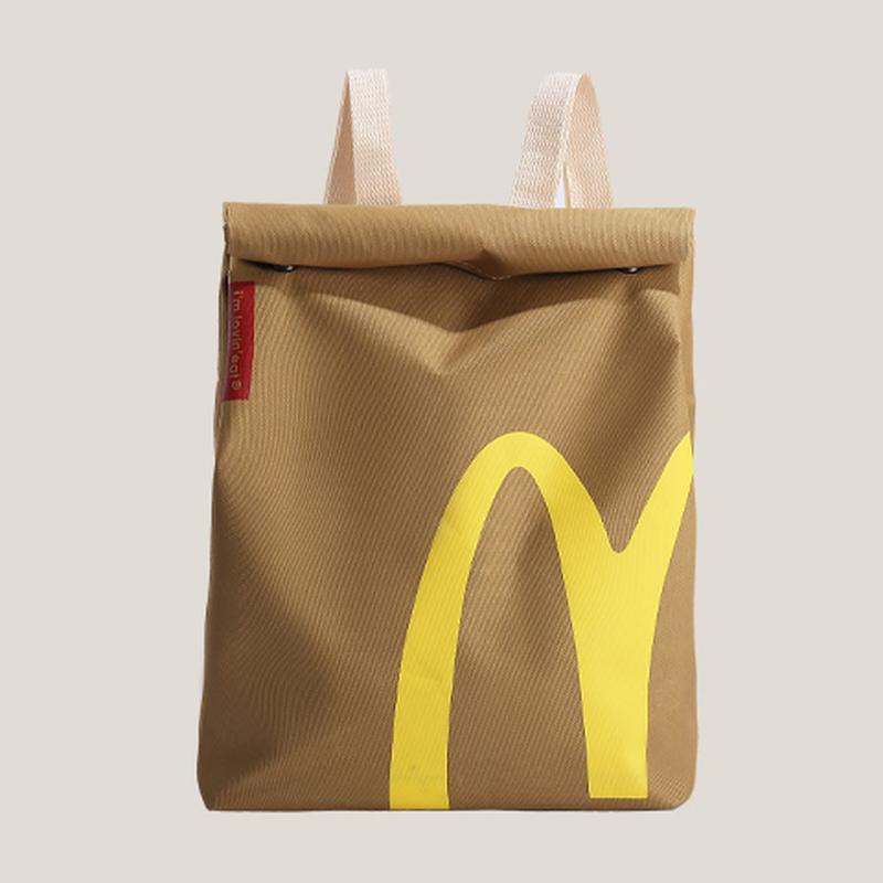 Funny McDonald's Paper Canvas Backpack Casual Daypack Bag for Men Women Birthday Gift