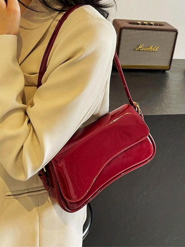 Women's Solid Color Bag, Fashionable PU Leather Shoulder Bag for Daily Used, Casual Trendy Versatile High-quality Daily Commuting Bag