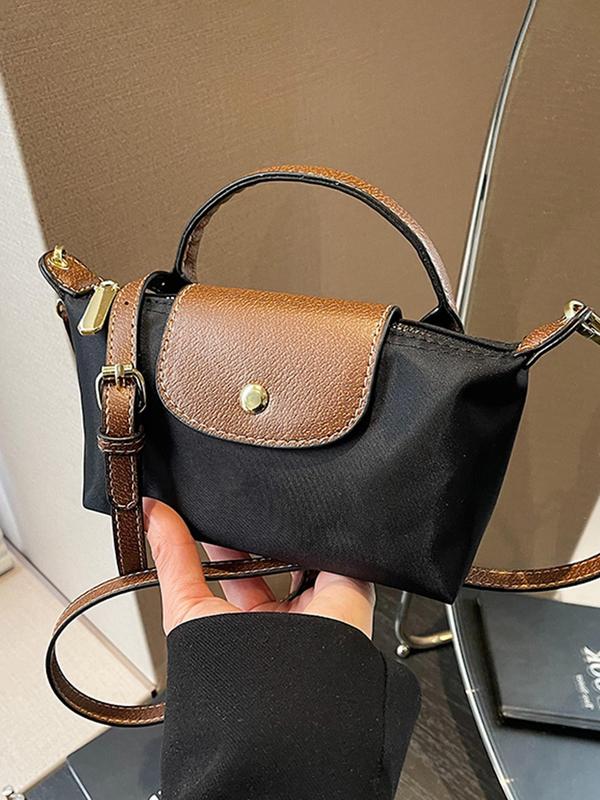 Women's Fashionable Colorblock Handbag, Casual Versatile Zipper Shoulder Bag with Detachable Adjustable Strap, Trendy All-match Crossbody Bag for Daily Used