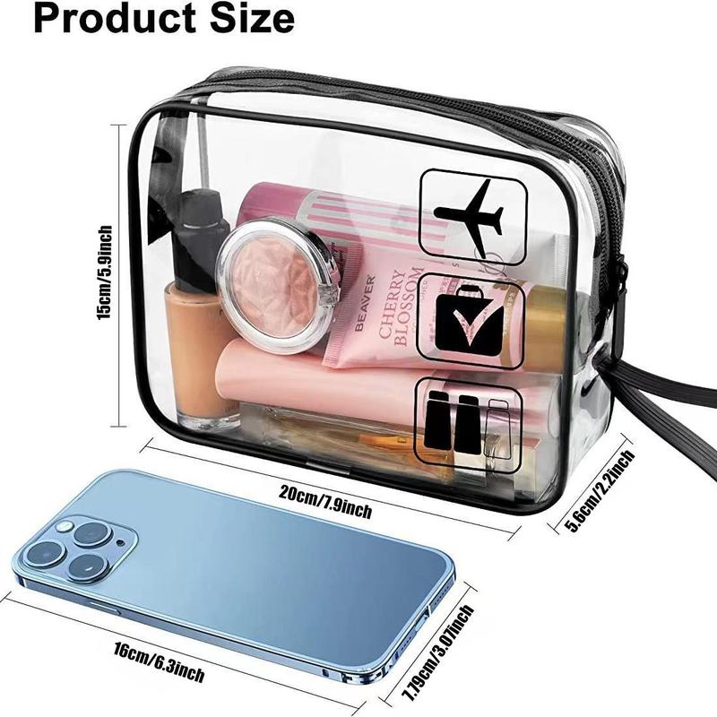 Clear Toiletry Bag, Waterproof Transparent Makeup Bag, Travel Bag for Toiletries, Cosmetic Bag Organizer for Women Men Travel Accessories