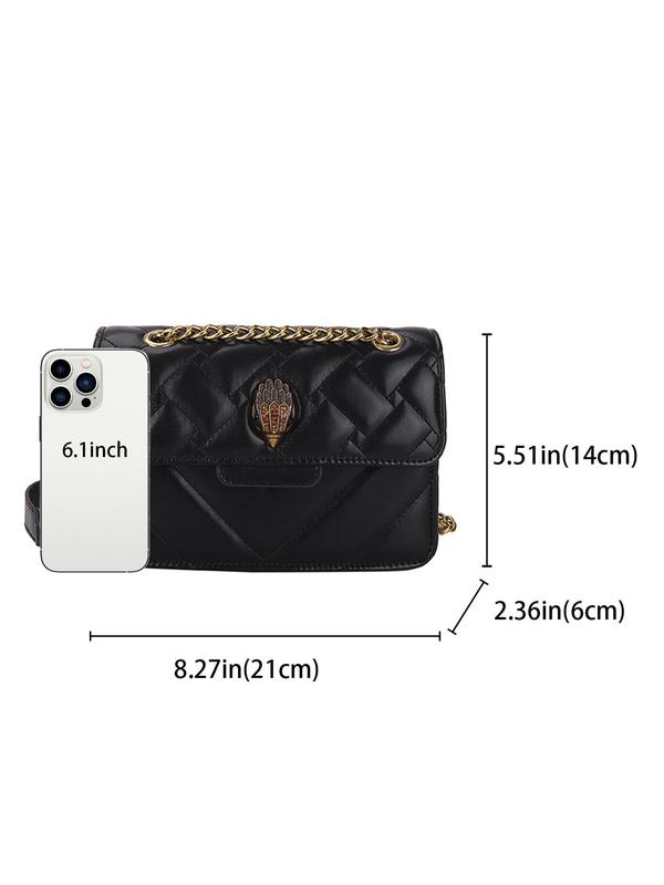 Women's Elegant Eagle Head Decor Quilted Chain Strap Crossbody Bag, Fashionable Pu Leather Shoulder Bag for Daily Used, Casual Trendy Versatile High-quality Daily Commuting Bag