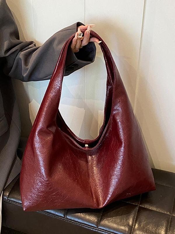 Women's Elegant Solid Color Hobo Bag, Fashionable Large Capacity Tote Bag for Work & Daily Used, Casual Trendy Versatile High-quality Daily Commuting Bag