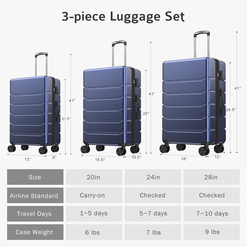 Sweet Furniture F Expandable Luggage, Lightweight Suitcase with Spinner Wheels, TSA Lock, Telescopic Handle and ABS Durable Material