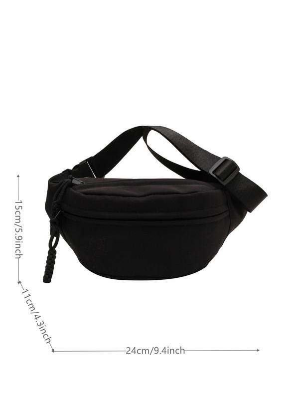 Women's Minimalist Summer Fanny Back, Casual Plain Braided Zipper Design Fanny Pack with Adjustable Strap for Work & Daily Used