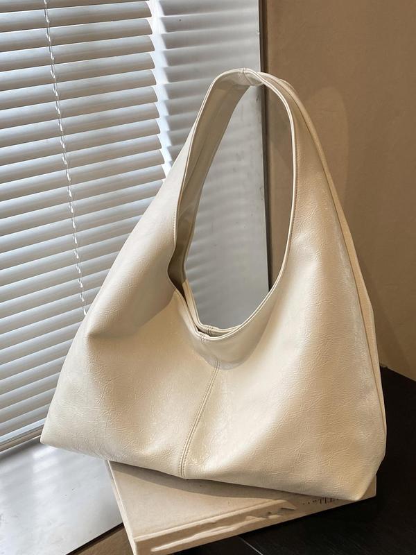 Women's Elegant Solid Color Hobo Bag, Fashionable Large Capacity Tote Bag for Work & Daily Used, Casual Trendy Versatile High-quality Daily Commuting Bag