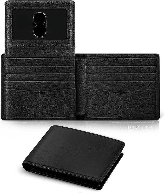 Wallet for Men,  Classic Mens Wallet Minimalist Slim Bifold Wallet, RFID Blocking Wallet with 10 Credit Card, 2 ID Window and 2  Slots, Leather Compact Wallet, Front Pocket Card Holder